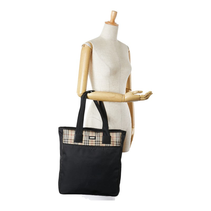 バーバリー ノバチェック トートバッグ ショルダーバッグ ブラック ベージュ ナイロン キャンバス レディース BURBERRY 【中古】
