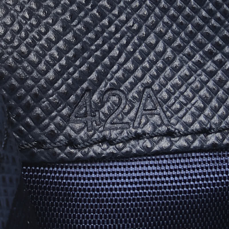 プラダ サフィアーノメタル 二つ折り財布 2MO513 ネイビー レザー レディース PRADA 【中古】