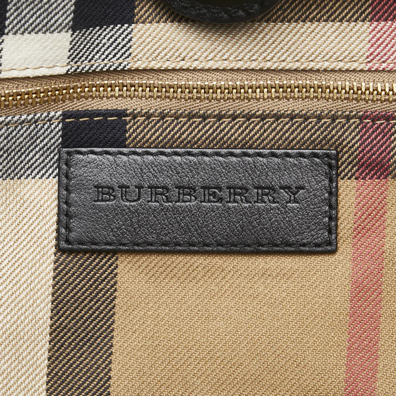 バーバリー ノバチェック ベルト モチーフ トートバッグ ショルダーバッグ ブラック レザー レディース BURBERRY 【中古】
