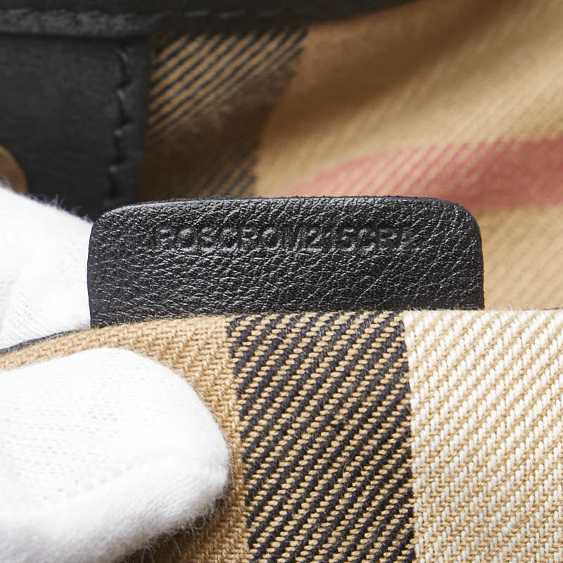 バーバリー ノバチェック ベルト モチーフ トートバッグ ショルダーバッグ ブラック レザー レディース BURBERRY 【中古】