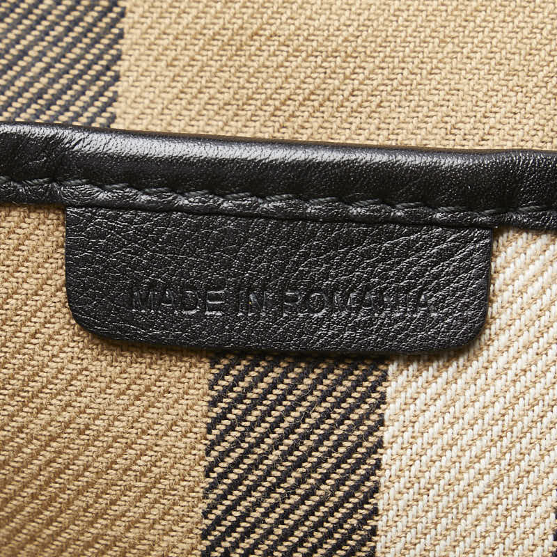 バーバリー ノバチェック ベルト モチーフ トートバッグ ショルダーバッグ ブラック レザー レディース BURBERRY 【中古】
