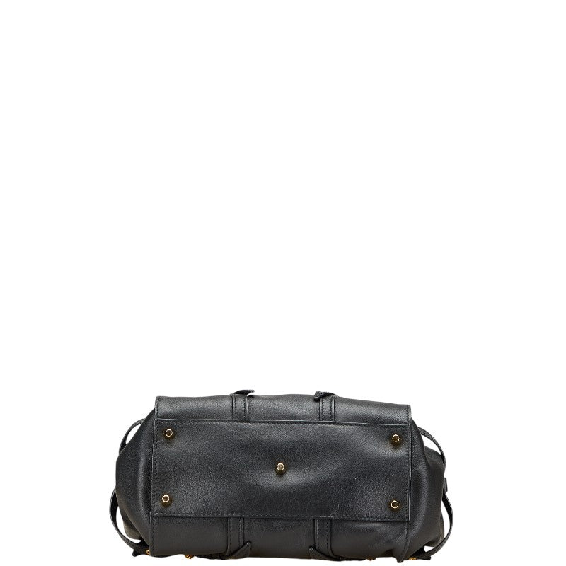 バーバリー ノバチェック ベルト モチーフ トートバッグ ショルダーバッグ ブラック レザー レディース BURBERRY 【中古】