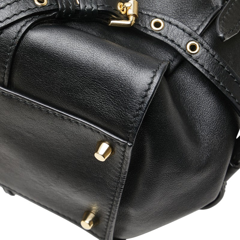 バーバリー ノバチェック ベルト モチーフ トートバッグ ショルダーバッグ ブラック レザー レディース BURBERRY 【中古】