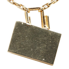 ディオール ロゴプレート チェーン ペンダントネックレス ゴールド ブラウン メッキ レディース Dior 【中古】