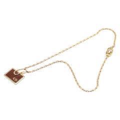 ディオール ロゴプレート チェーン ペンダントネックレス ゴールド ブラウン メッキ レディース Dior 中古