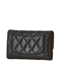 シャネル マトラッセ ココマーク 長財布 ブラック ラムスキン レディース CHANEL 【中古】