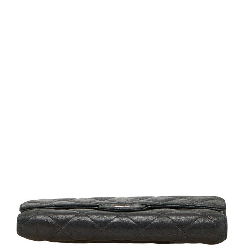 シャネル マトラッセ ココマーク 長財布 ブラック ラムスキン レディース CHANEL 【中古】