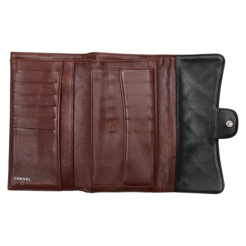 シャネル マトラッセ ココマーク 長財布 ブラック ラムスキン レディース CHANEL 【中古】