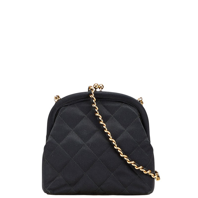 シャネル マトラッセ ココマーク 斜め掛け チェーン ショルダーバッグ ブラック サテン レディース CHANEL 【中古】