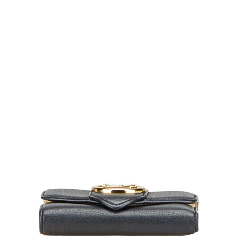 ルイ ヴィトン ポルトフォイユ ポンヌフ コンパクト 三つ折り財布 M80300 ノワール ブラック レザー レディース LOUIS VUITTON 【中古】