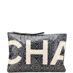 シャネル ココマーク カメリア シルバー金具 クラッチバッグ ブラック ベージュ PVC レディース CHANEL 【中古】