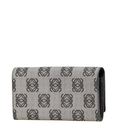 ロエベ リピートアナグラム 長財布 グレー ブラック PVC レザー レディース LOEWE 【中古】