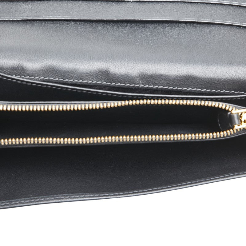 ロエベ リピートアナグラム 長財布 グレー ブラック PVC レザー レディース LOEWE 【中古】