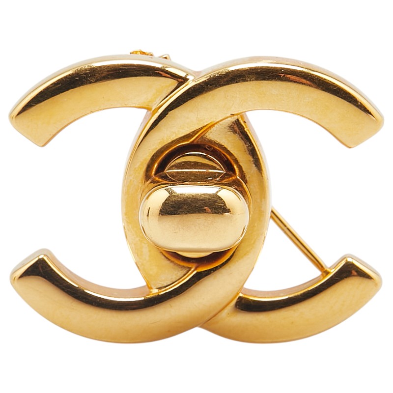 シャネル ヴィンテージ ココマーク ターンロック ブローチ ゴールド メッキ レディース CHANEL 【中古】