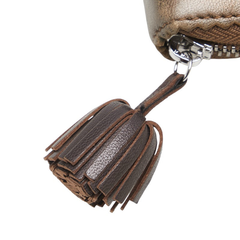 ロエベ アナグラム ラウンドファスナー 長財布 ブラウン レザー レディース LOEWE 【中古】