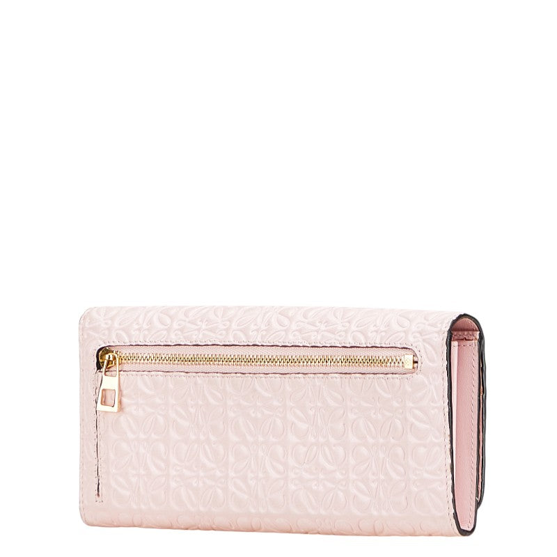ロエベ アナグラム 長財布 ピンク レザー レディース LOEWE 【中古】