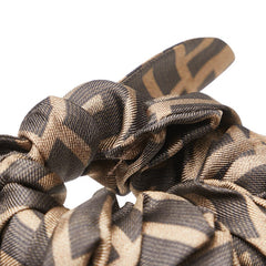 フェンディ ズッカ リボン シュシュ ヘアゴム F1BWS ブラウン ブラック シルク レディース FENDI 【中古】