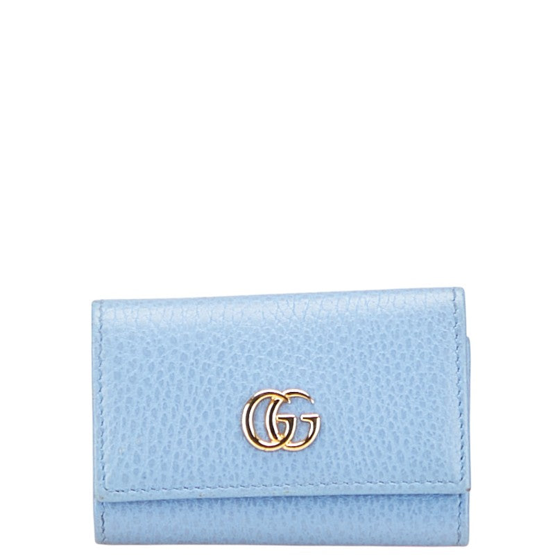 グッチ GGマーモント ダブルＧ キーケース 456118 ライトブルー レザー レディース GUCCI 【中古】