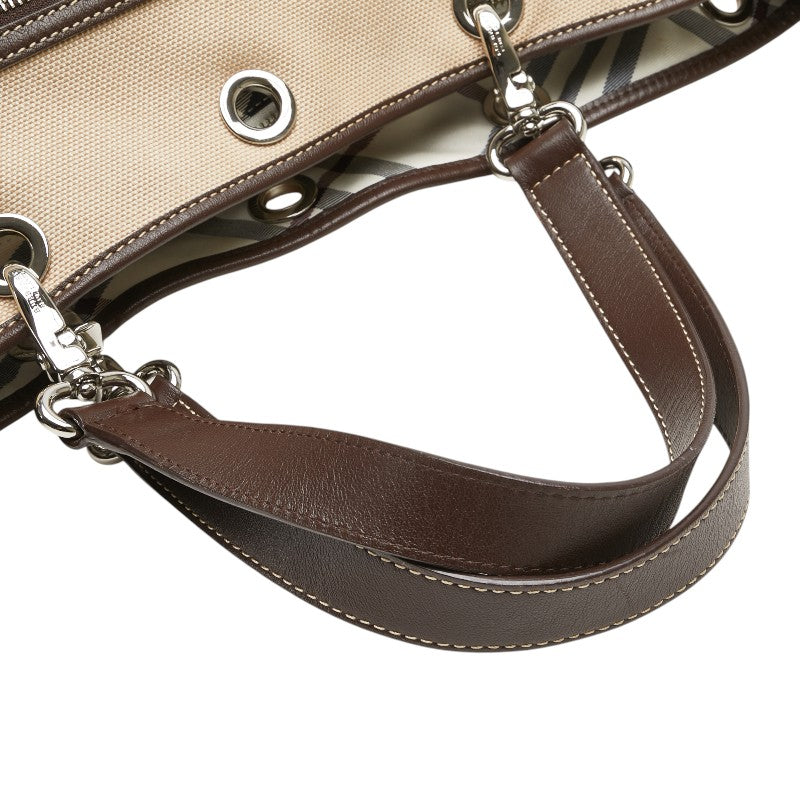 バーバリー ノヴァチェック ハンドバッグ トートバッグ ベージュ ブラウン キャンバス レディース BURBERRY 【中古】