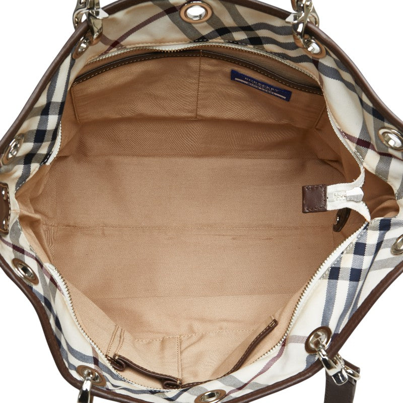 バーバリー ノヴァチェック ハンドバッグ トートバッグ ベージュ ブラウン キャンバス レディース BURBERRY 【中古】