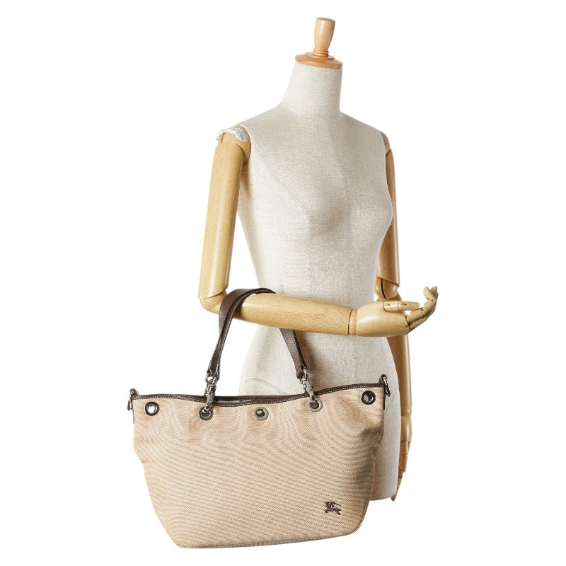 バーバリー ノヴァチェック ハンドバッグ トートバッグ ベージュ ブラウン キャンバス レディース BURBERRY 【中古】