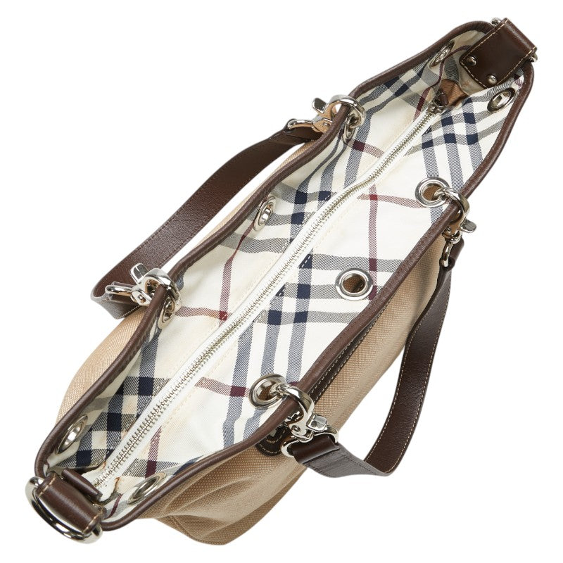 バーバリー ノヴァチェック ハンドバッグ トートバッグ ベージュ ブラウン キャンバス レディース BURBERRY 【中古】