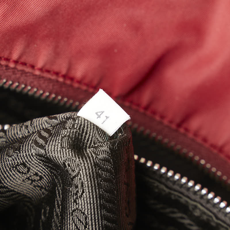 プラダ 三角ロゴプレート ハンドバッグ ショルダーバッグ 2WAY レッド ナイロン レザー レディース PRADA 【中古】