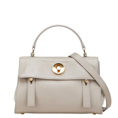 サンローラン ミューズトゥ ハンドバッグ ショルダーバッグ 2WAY 368229 グレージュ レザー キャンバス レディース SAINT LAURENT 【中古】