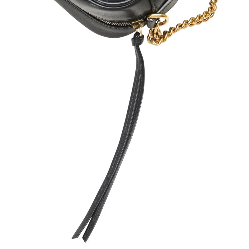 グッチ GGマーモント チェーン ショルダーバッグ 447632 ブラック レザー レディース GUCCI 【中古】