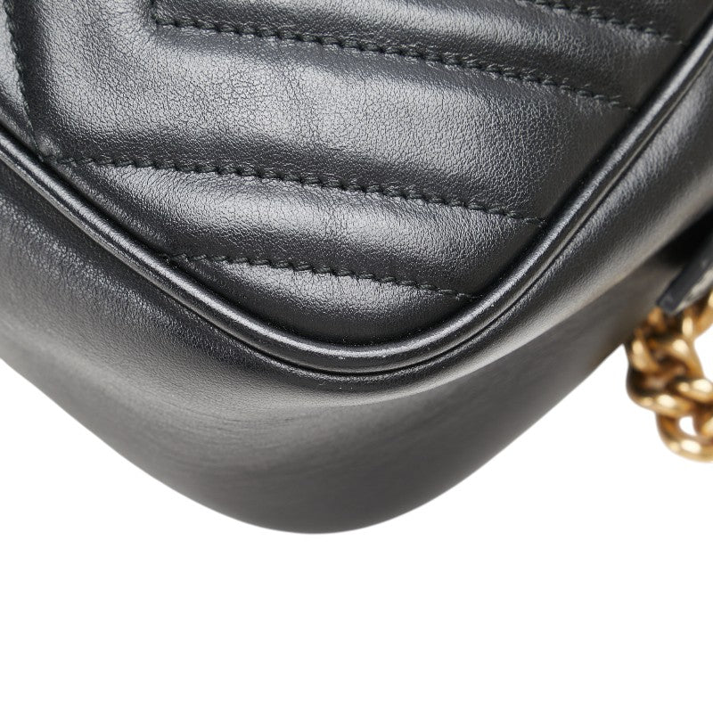 グッチ GGマーモント チェーン ショルダーバッグ 447632 ブラック レザー レディース GUCCI 【中古】