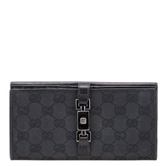 グッチ GGキャンバス ジャッキー 長財布 05479 ブラック キャンバス レザー レディース GUCCI 【中古】