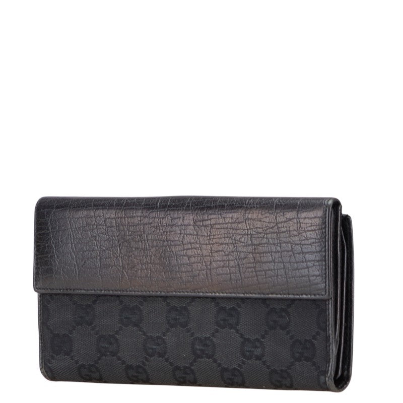 グッチ GGキャンバス ジャッキー 長財布 05479 ブラック キャンバス レザー レディース GUCCI 【中古】