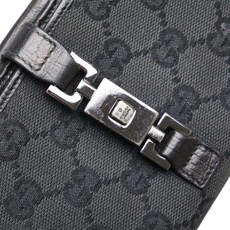 グッチ GGキャンバス ジャッキー 長財布 05479 ブラック キャンバス レザー レディース GUCCI 【中古】