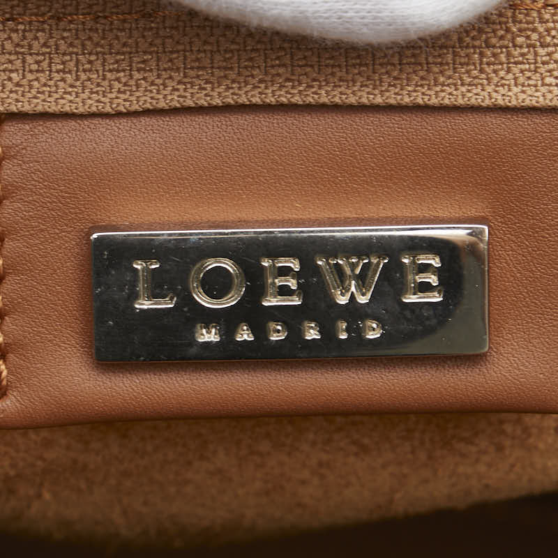 ロエベ ロゴ ハンドバッグ ブラウン レザー レディース LOEWE 【中古】