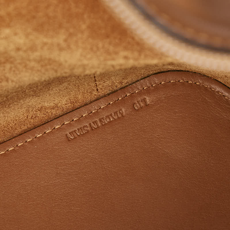 ロエベ ロゴ ハンドバッグ ブラウン レザー レディース LOEWE 【中古】