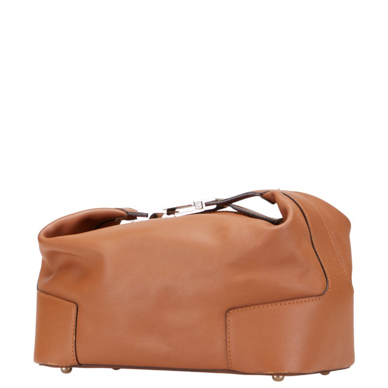 ロエベ ロゴ ハンドバッグ ブラウン レザー レディース LOEWE 【中古】