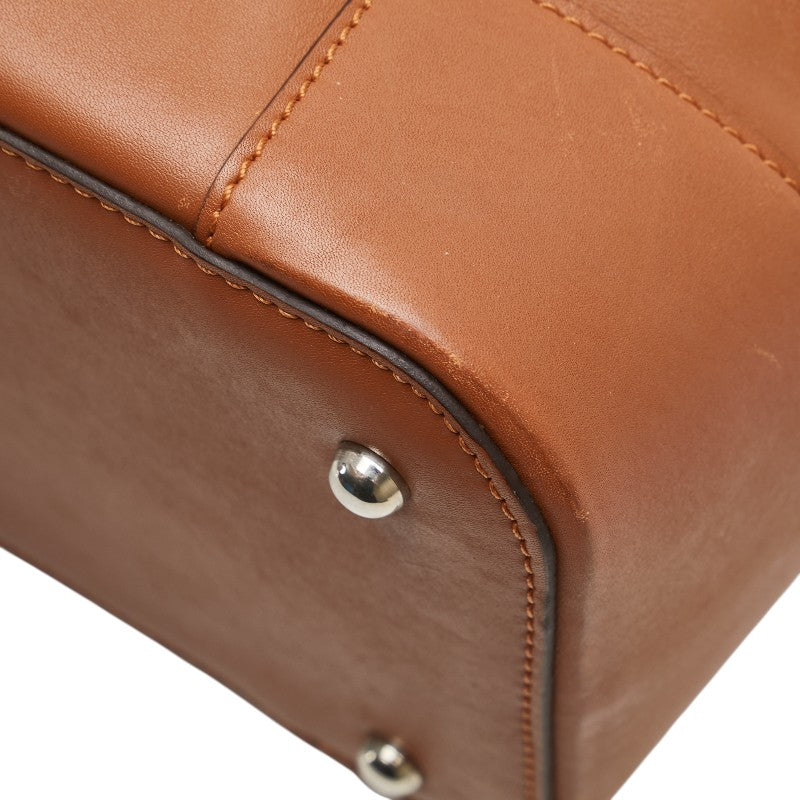 ロエベ ロゴ ハンドバッグ ブラウン レザー レディース LOEWE 【中古】
