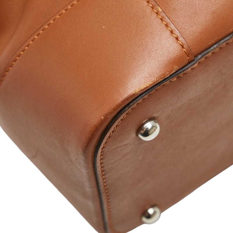 ロエベ ロゴ ハンドバッグ ブラウン レザー レディース LOEWE 【中古】