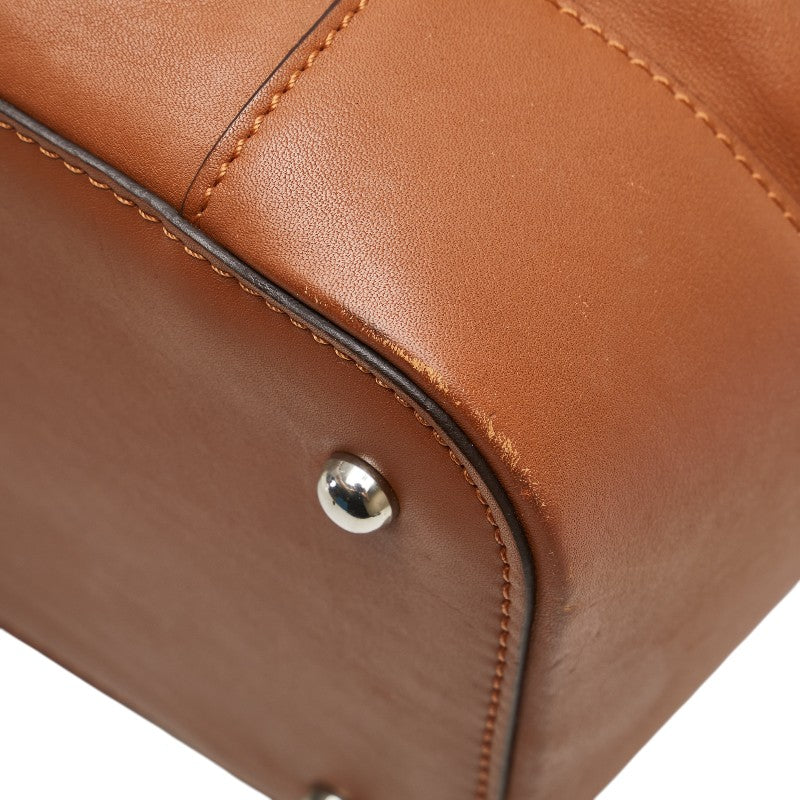 ロエベ ロゴ ハンドバッグ ブラウン レザー レディース LOEWE 【中古】
