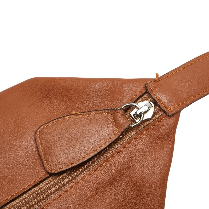 ロエベ ロゴ ハンドバッグ ブラウン レザー レディース LOEWE 【中古】