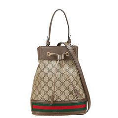グッチ GGスプリーム オフィディア バケットバッグ ハンドバッグ ショルダーバッグ 2WAY 550621 ベージュ ブラウン PVC レザー レディース GUCCI 【中古】