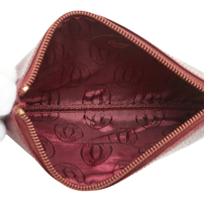 カルティエ マストライン ポーチ コインケース ワインレッド ボルドー レザー レディース CARTIER 【中古】
