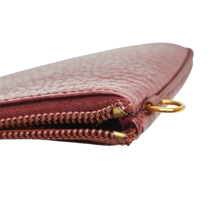 カルティエ マストライン ポーチ コインケース ワインレッド ボルドー レザー レディース CARTIER 【中古】