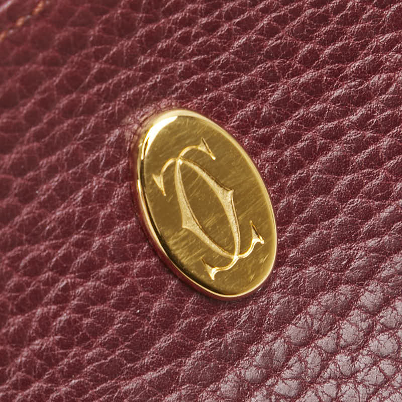 カルティエ マストライン ポーチ コインケース ワインレッド ボルドー レザー レディース CARTIER 【中古】