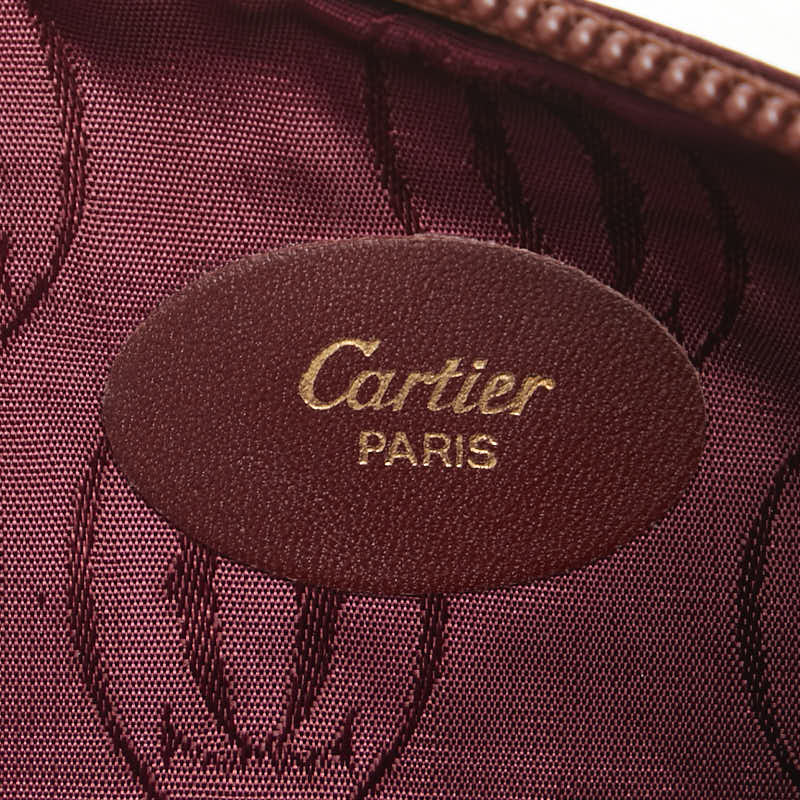 カルティエ マストライン ポーチ コインケース ワインレッド ボルドー レザー レディース CARTIER 【中古】