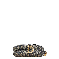 ディオール オブリーク サドル ミニ ハンドバッグ M0456CTZQ ネイビー ベージュ キャンバス レザー レディース Dior 【中古】
