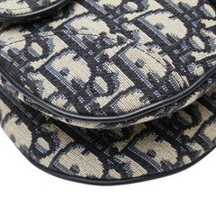 ディオール オブリーク サドル ミニ ハンドバッグ M0456CTZQ ネイビー ベージュ キャンバス レザー レディース Dior 【中古】