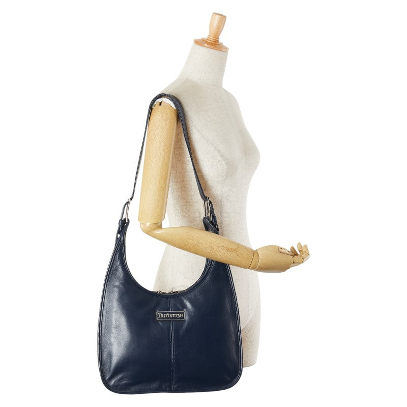 バーバリー ノバチェック ワンショルダーバッグ ネイビー レザー レディース BURBERRY 【中古】