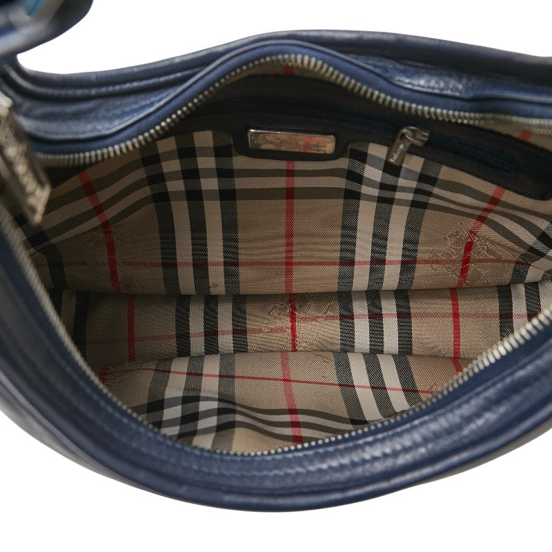 バーバリー ノバチェック ワンショルダーバッグ ネイビー レザー レディース BURBERRY 【中古】