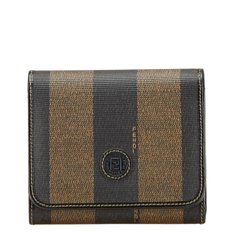 フェンディ ペカン 三つ折り財布 ブラック ブラウン PVC レザー レディース FENDI 【中古】